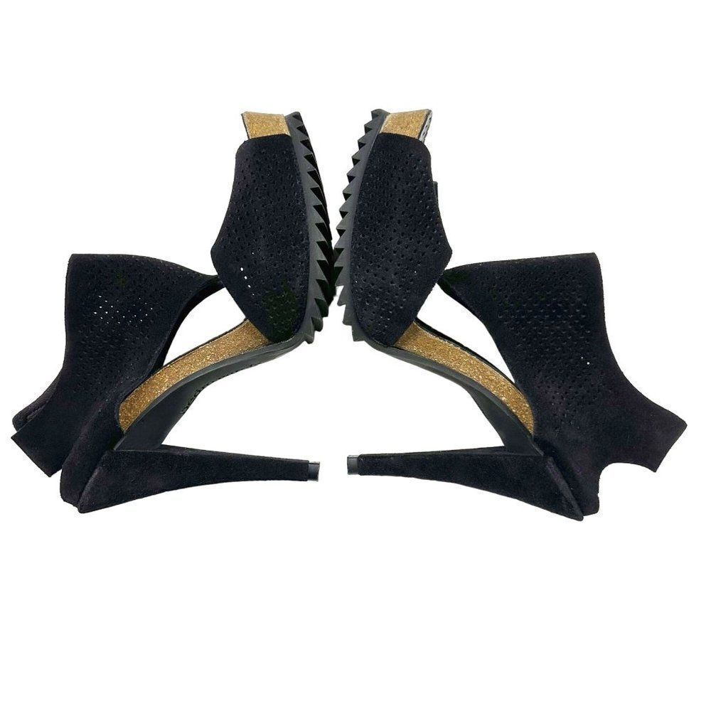 Pedro Garcia Petunia Perforated Heeled Sandals Womens Size 39 Black - Picture 3 of 10